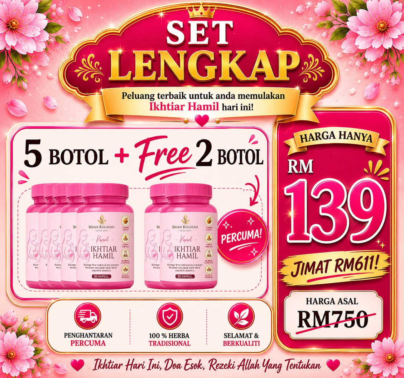 Set Lengkap - RM139 (5 Botol + FREE 2 Botol + Kopi Lelaki)