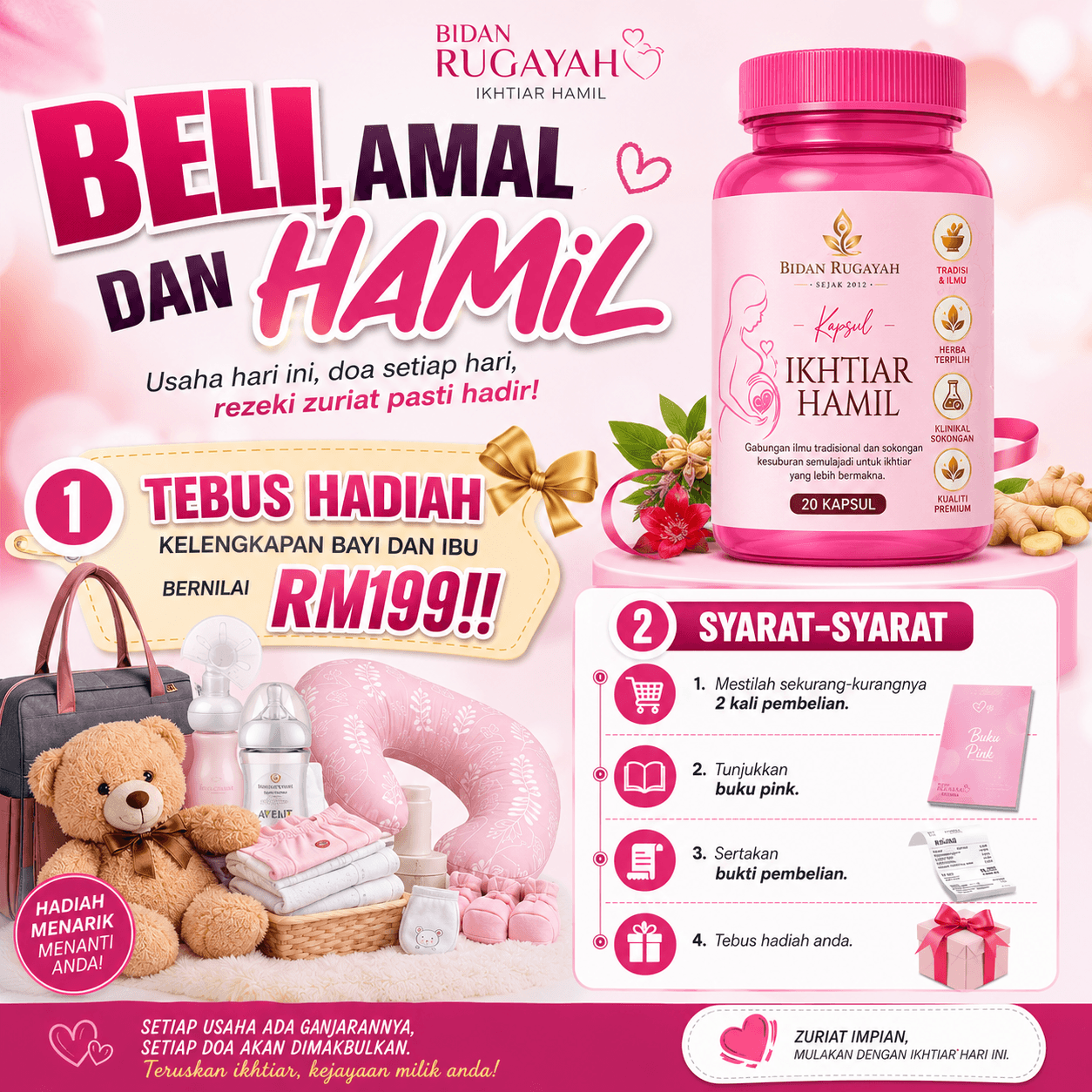 Beli, Amal dan Hamil — tebus hadiah kelengkapan bayi dan ibu bernilai RM199 dari Bidan Rugayah